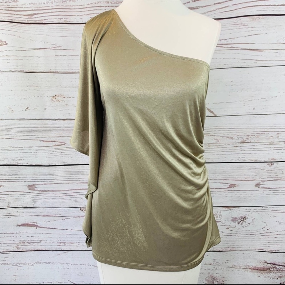 Express Gold One Shoulder Top Size Small